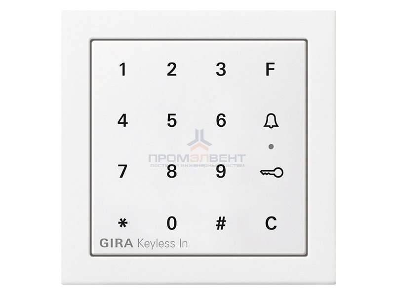 Цифровой кодовый замок Gira F100 глянцевый белый