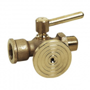 Кран шаровой трехходовый EMMETI - 3/8" (ВР/НР, PN4, Tmax 120°C, ручка-рычаг,с фланцем для манометра)