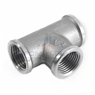 Тройник латунный резьбовой равнопроходный STOUT (ВР) - 1/4" (никелированный)