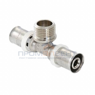 Тройник с переходом на наружную резьбу VALTEC VTm.233 - 26 x 1/2" (прессовой, для металлопл.труб)