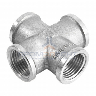 Крестовина латунная резьбовая равнопроходная STOUT (ВР) - 1" (никелированная)