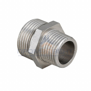 Ниппель латунный резьбовой переходной STOUT - 1" x 1/2" (никелированный)