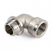 Отвод 90° с упором латунный резьбовой STOUT (НР/ВР) - 1" (никелированный)