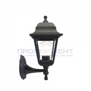 11-11 ЧЕР (НБУ 04-60-001 ЛЕДА) Светильник-фонарь настенный черный 4-хгранный прозрач стекло