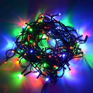 15-31 Уличная электрическая гирлянда светодиодная ,10м, 8 режимов, 100 ламп, черный шнур, мульти свечение