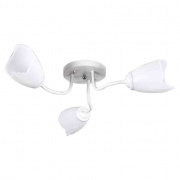 16-12 Светильник декоративный, потолочный, "Аякс", корпус металл, плафон пластик, 3хЕ27 15Вт, 220В, белый, крепление на планку, Ø560х150мм, лампочки в комплект не входят.