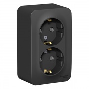 Розетка 2-ая с заземлением со шторками Blanca Schneider Electric 16А 250В антрацит изол.пластина