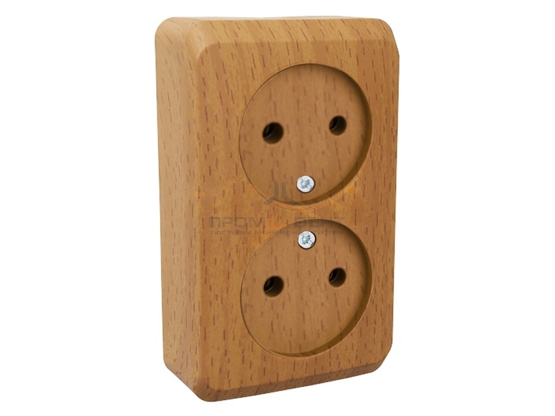 Розетка двойная б/з Этюд темный бук [уп 16шт]