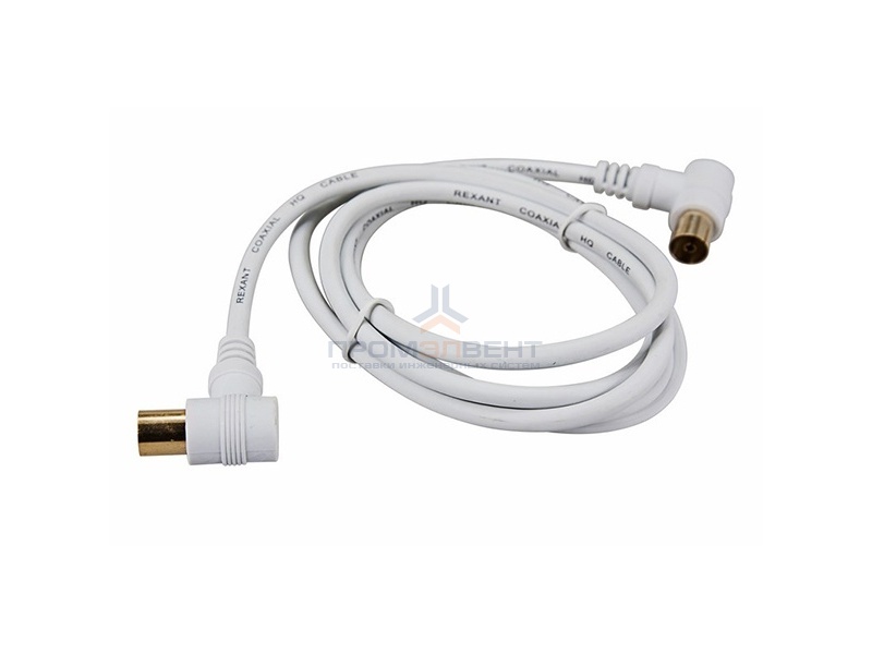 Шнур TV PLUG-TV JACK 1.5М Угловой Белый