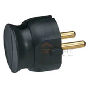 Вилка Legrand без заземления 16А с боковым вводом кабеля черная