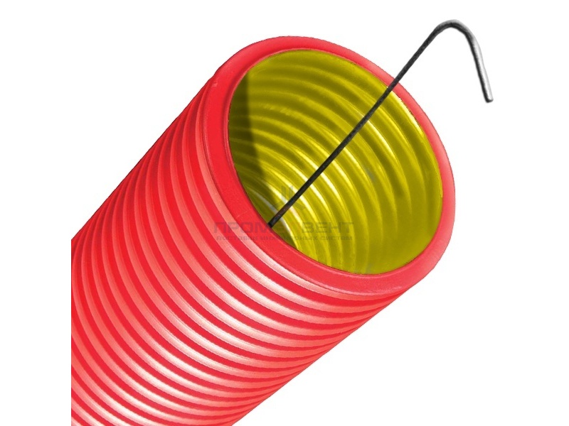 Труба двустенная гибкая DKC 75 мм, с протяжкой, с муфтой красная [бухта 50м]