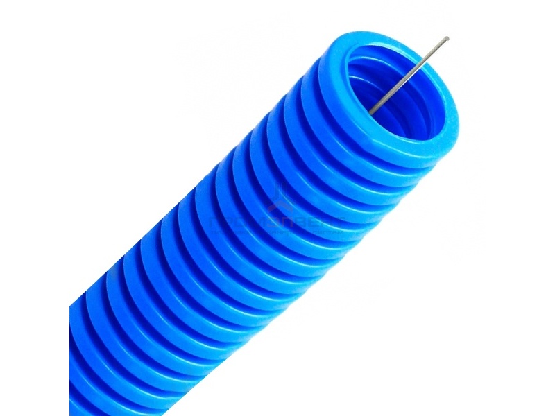 Труба ППЛ гофрированная DKC д.20мм, лёгкая с протяжкой, цвет синий [бухта 100м]
