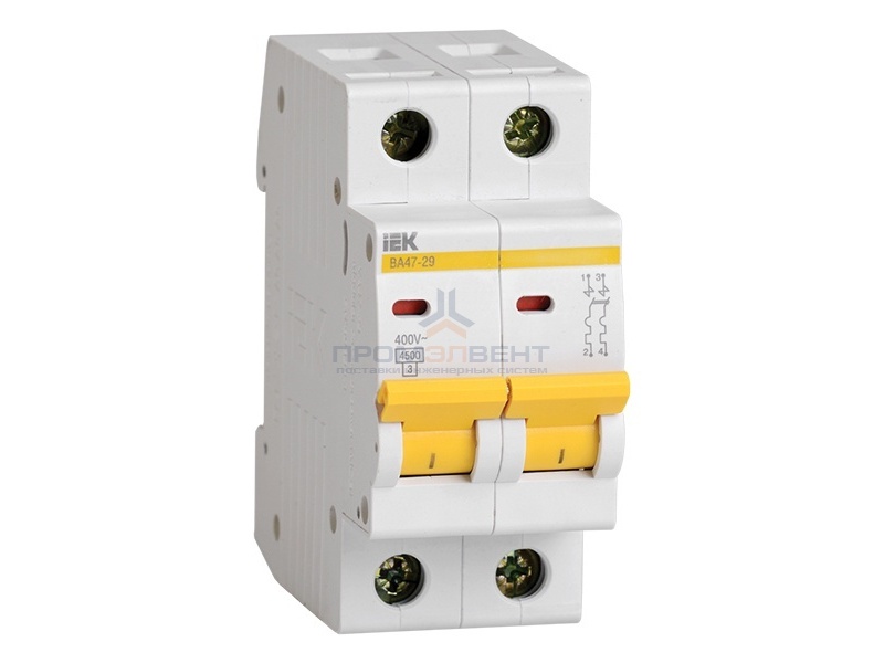 Автоматический выключатель ВА47-29 2Р 20А 4,5кА характеристика D ИЭК (автомат)