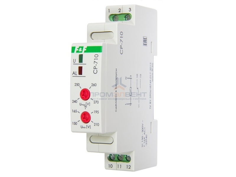 Реле контроля напряжения CP-710 150-300В, 16А, 1NO/NC,  встроенный таймер