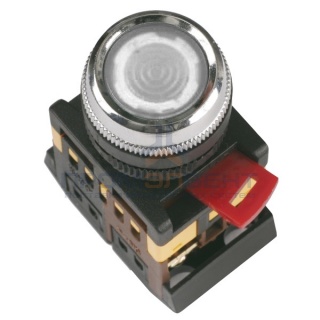 Кнопка ABLFS-22 белый d22мм неон/240В 1з+1р ИЭК